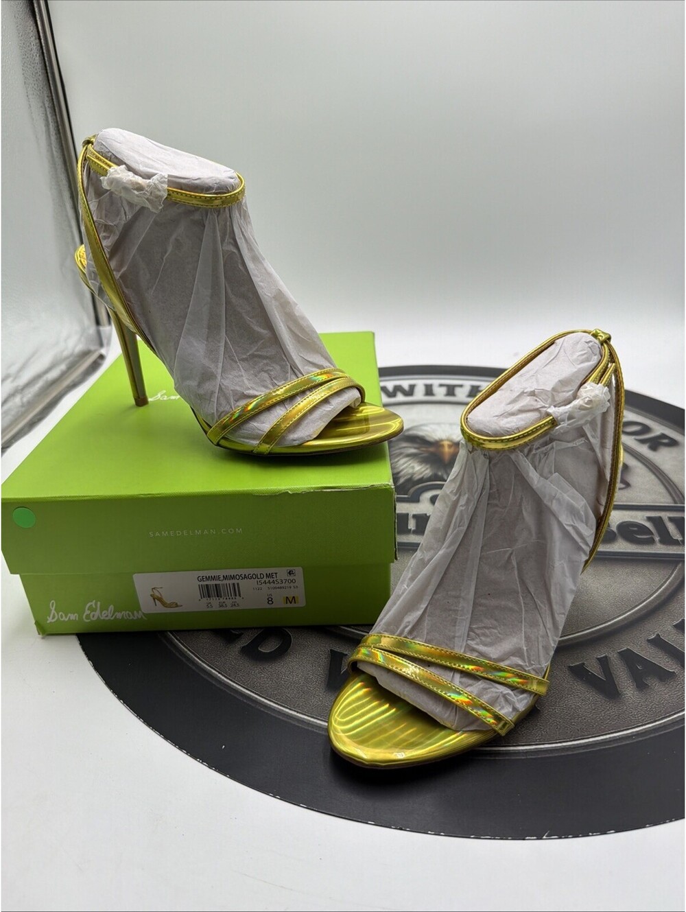 Sam Edelman Gemmie Heeled Sandal Mimosa Gold MET Women's Size 8 M
